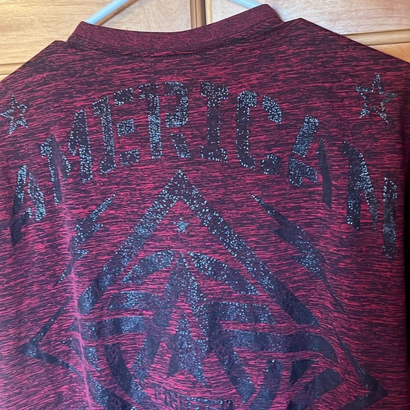Crimson Red American Fighter T Shirt - Picture 7 of 11